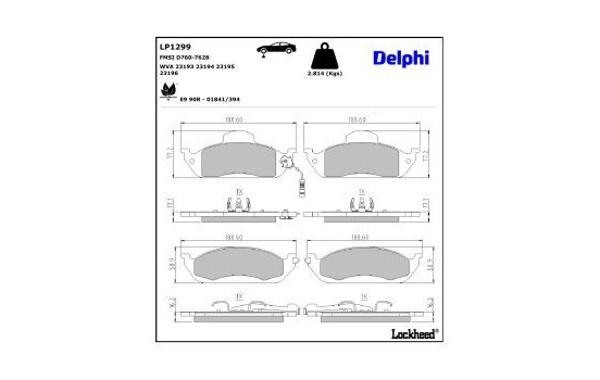 Brake Pad Set, disc brake LP1299 Delphi