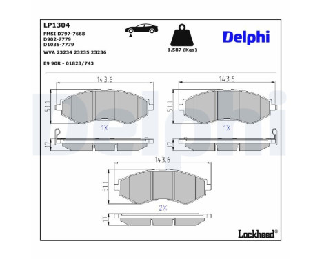 Brake Pad Set, disc brake LP1304 Delphi
