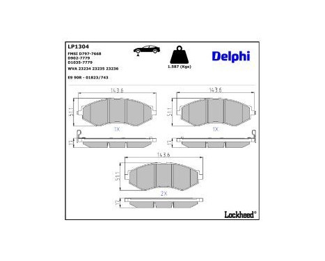 Brake Pad Set, disc brake LP1304 Delphi