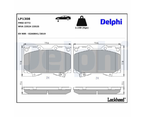 Brake Pad Set, disc brake LP1308 Delphi