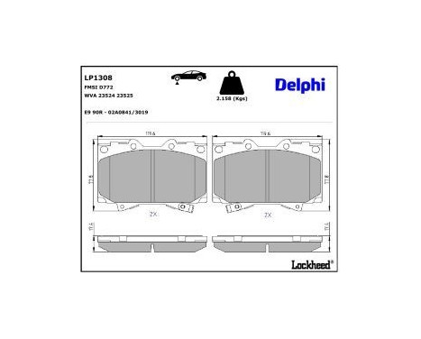 Brake Pad Set, disc brake LP1308 Delphi