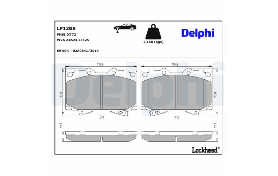 Brake Pad Set, disc brake LP1308 Delphi