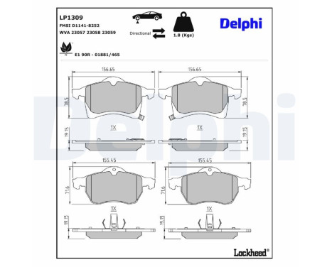 Brake Pad Set, disc brake LP1309 Delphi