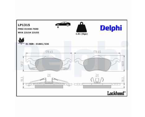 Brake Pad Set, disc brake LP1315 Delphi