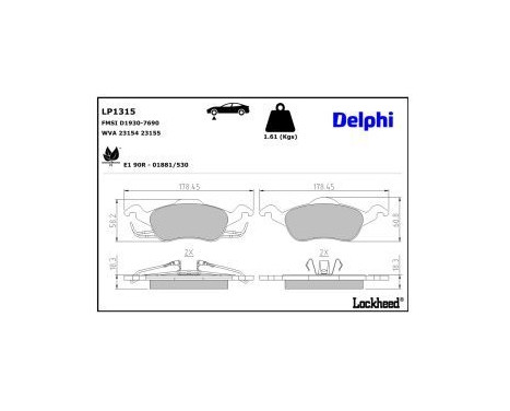 Brake Pad Set, disc brake LP1315 Delphi, Image 4