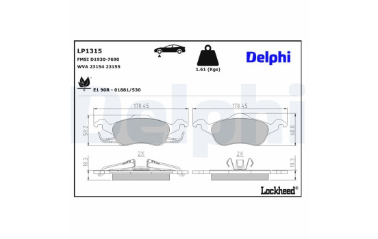Brake Pad Set, disc brake LP1315 Delphi, Image 4
