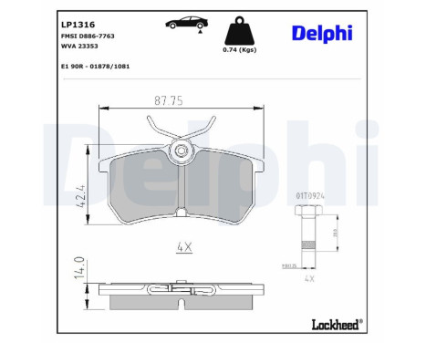 Brake Pad Set, disc brake LP1316 Delphi