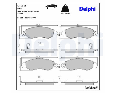 Brake Pad Set, disc brake LP1318 Delphi