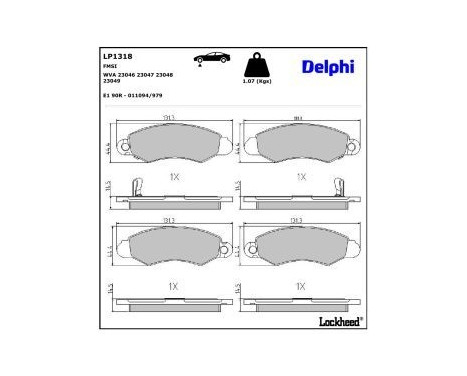 Brake Pad Set, disc brake LP1318 Delphi
