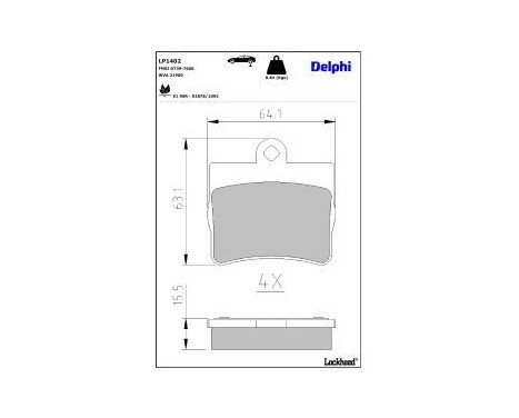 Brake Pad Set, disc brake LP1402 Delphi