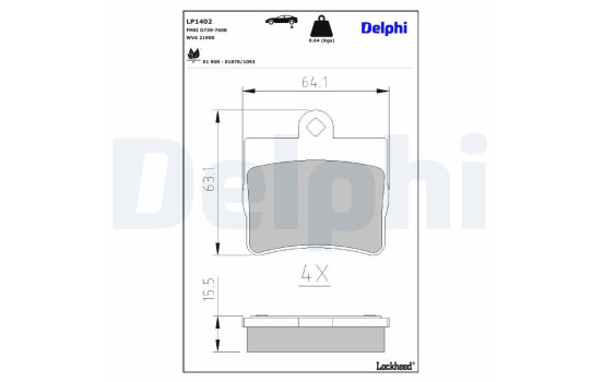Brake Pad Set, disc brake LP1402 Delphi