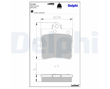 Brake Pad Set, disc brake LP1403 Delphi, Image 3