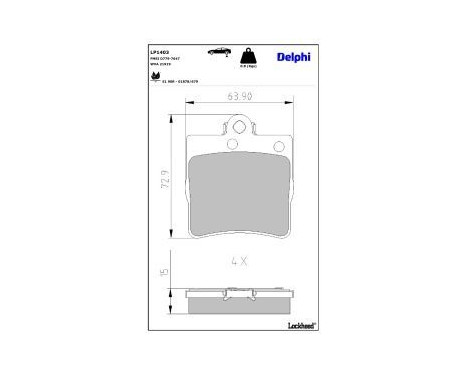 Brake Pad Set, disc brake LP1403 Delphi, Image 3