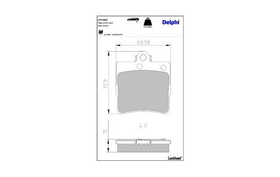 Brake Pad Set, disc brake LP1403 Delphi, Image 3