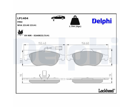 Brake Pad Set, disc brake LP1404 Delphi