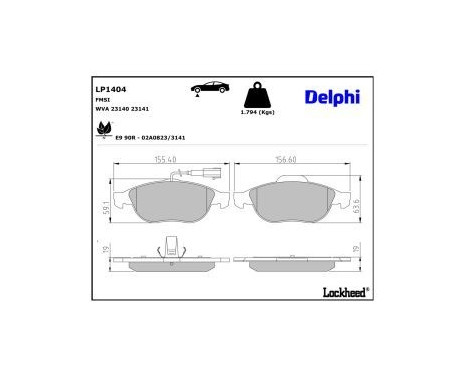 Brake Pad Set, disc brake LP1404 Delphi