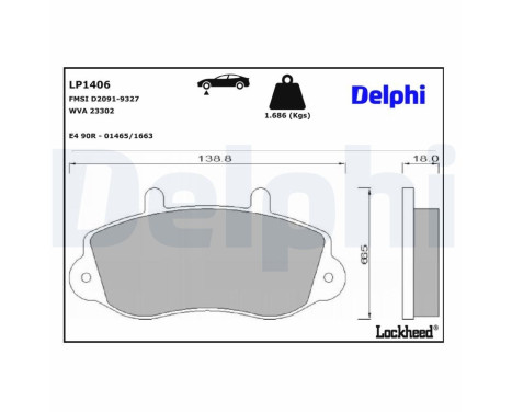 Brake Pad Set, disc brake LP1406 Delphi