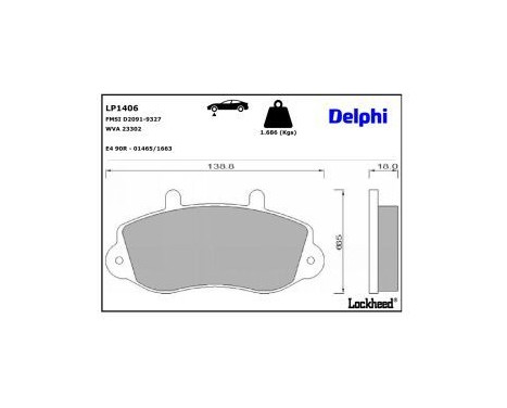 Brake Pad Set, disc brake LP1406 Delphi