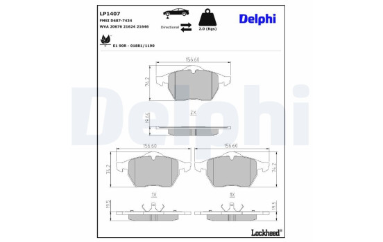 Brake Pad Set, disc brake LP1407 Delphi