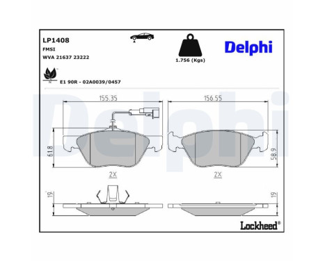 Brake Pad Set, disc brake LP1408 Delphi