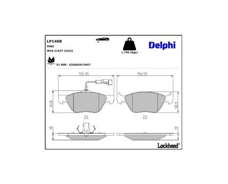 Brake Pad Set, disc brake LP1408 Delphi