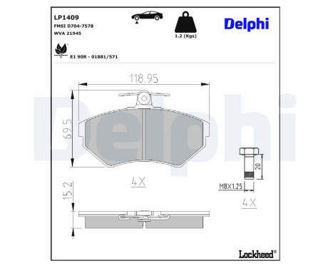 Brake Pad Set, disc brake LP1409 Delphi