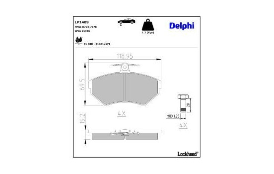 Brake Pad Set, disc brake LP1409 Delphi