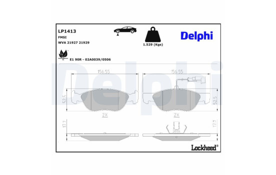 Brake Pad Set, disc brake LP1413 Delphi