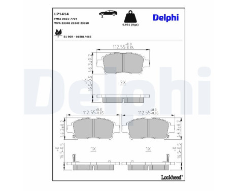 Brake Pad Set, disc brake LP1414 Delphi
