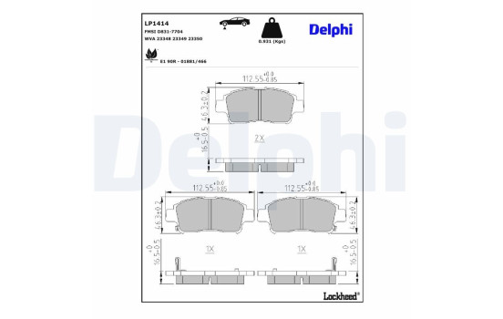 Brake Pad Set, disc brake LP1414 Delphi