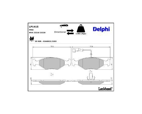 Brake Pad Set, disc brake LP1415 Delphi