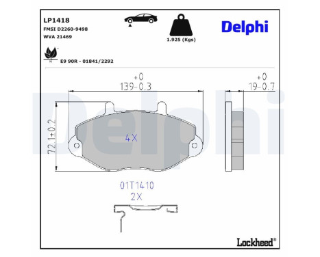 Brake Pad Set, disc brake LP1418 Delphi