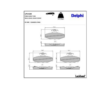 Brake Pad Set, disc brake LP1420 Delphi