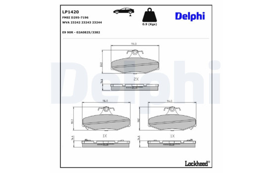 Brake Pad Set, disc brake LP1420 Delphi