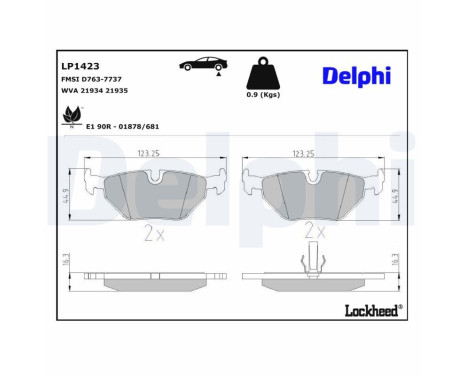 Brake Pad Set, disc brake LP1423 Delphi, Image 3