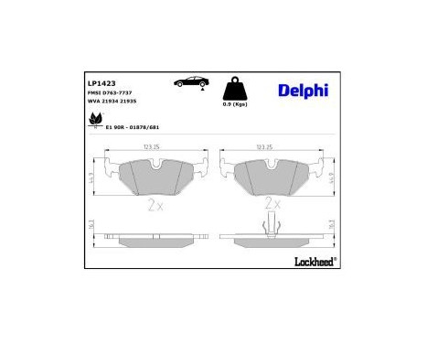Brake Pad Set, disc brake LP1423 Delphi, Image 3