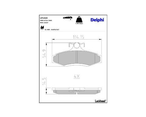 Brake Pad Set, disc brake LP1424 Delphi