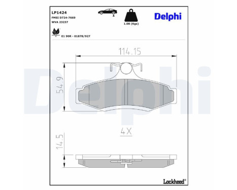 Brake Pad Set, disc brake LP1424 Delphi