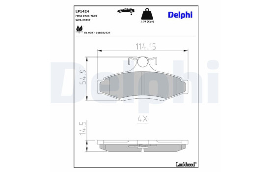 Brake Pad Set, disc brake LP1424 Delphi