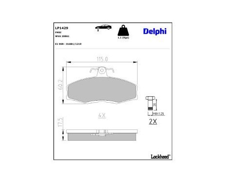 Brake Pad Set, disc brake LP1429 Delphi