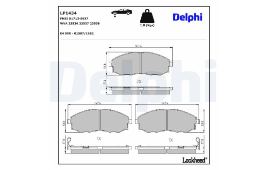 Brake Pad Set, disc brake LP1434 Delphi