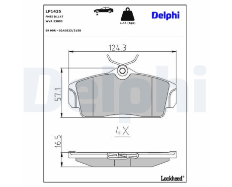 Brake Pad Set, disc brake LP1435 Delphi