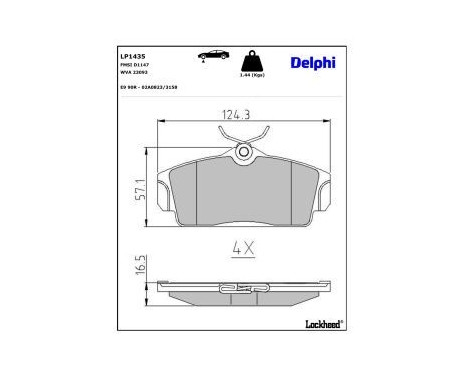 Brake Pad Set, disc brake LP1435 Delphi