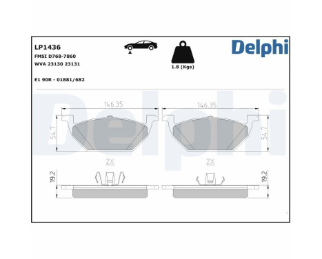 Brake Pad Set, disc brake LP1436 Delphi