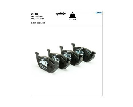 Brake Pad Set, disc brake LP1436 Delphi, Image 4