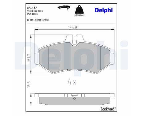 Brake Pad Set, disc brake LP1437 Delphi