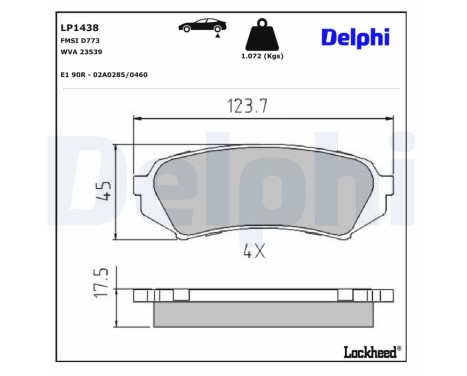 Brake Pad Set, disc brake LP1438 Delphi
