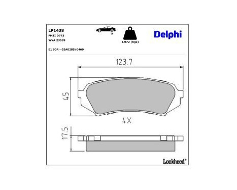 Brake Pad Set, disc brake LP1438 Delphi