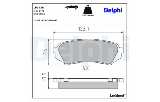 Brake Pad Set, disc brake LP1438 Delphi