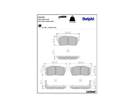 Brake Pad Set, disc brake LP1442 Delphi, Image 3